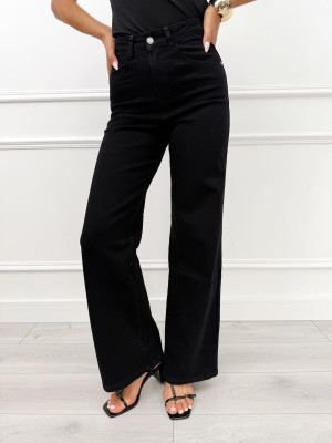 Czarne Spodnie Wide Leg 14134-528-A