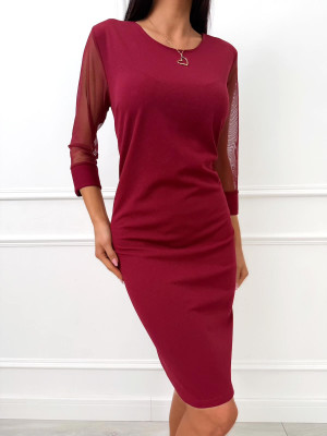 Bordowa Elegancka Sukienka 14249-403-C
