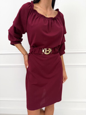Bordowa Sukienka Hiszpanka 14557-103-A