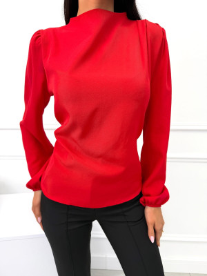 Czerwona Elegancka Bluzka ze Stójką 14549-209-D