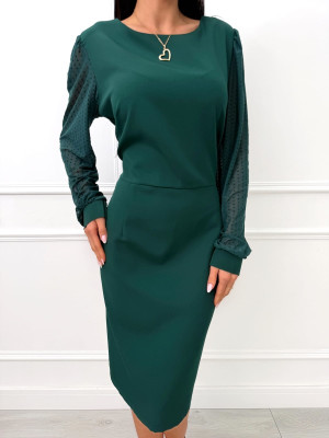 Zielona Sukienka Plus Size z Siateczką na Rękawach 14484-425-D