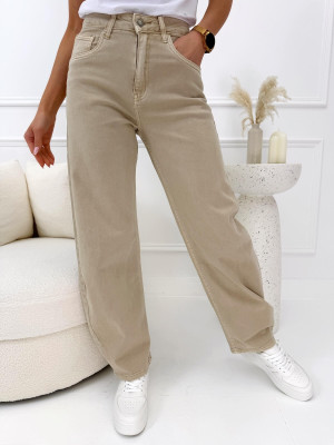 Beżowe Barrel Jeans 14726-155-A