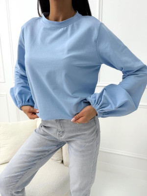 Błękitna Bluza z Bufiastymi Rękawami 14638-424-A