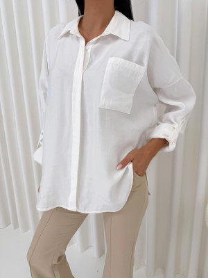 Kremowa Gładka Koszula Oversize 14765-522-B