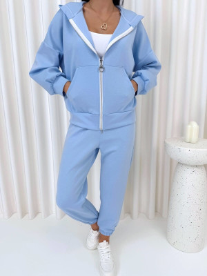 Błękitny Komplet Rozpinana Bluza + Spodnie 14758-352-B