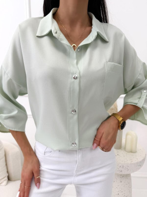 Seledynowa Koszula Damska Plus Size 14680-14-D