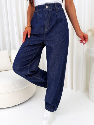 Granatowe Spodnie Balloon Jeans 14793-324-Q