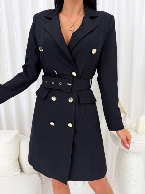 Czarna Elegancka Marynarkowa Sukienka 14831-286-B
