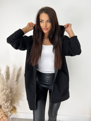 Czarna Bluza Oversize z Kapturem 9371-285-B