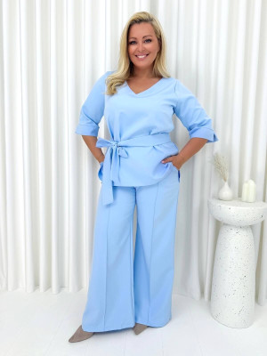 Błękitny Elegancki Komplet Plus Size 14906-126-B