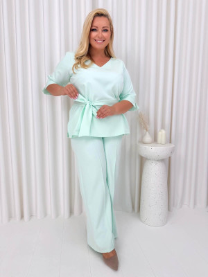 Miętowy Elegancki Komplet Plus Size 14906-126-E