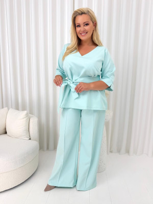 Szałwiowy Elegancki Komplet Plus Size 14906-126-I