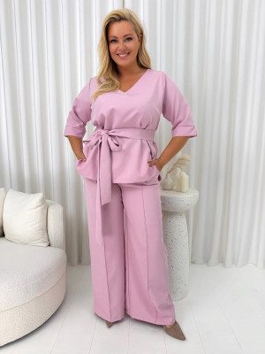 Jasnopudrowy Elegancki Komplet Plus Size 14906-126-H