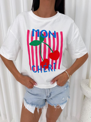 Biały T-shirt z Nadrukiem 15189-251-Q