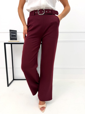 Bordowe Eleganckie Spodnie 14280-64-C