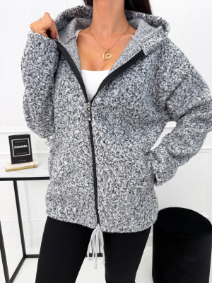 Szara Bluza Teddy z Kapturem 15214-87-C