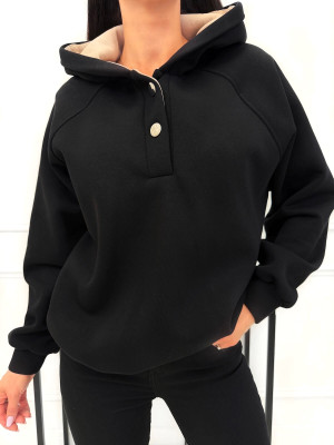 Czarna Bluza z Kapturem 15194-427-B