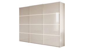 Schwebetürenschrank beige Glas 250 cm 3-türig - MACAO