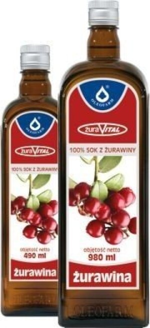 Żurawina 100% sok z owoców żurawiny 490ml