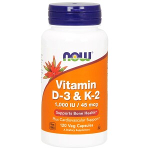NOW FOODS, Witamina D-3 & K-2 1,000iu/45mcg, 120kap