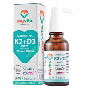 KROPLE Naturalna K2 MK7 100mcg + D3 2000iu - 30 ml, My Vita