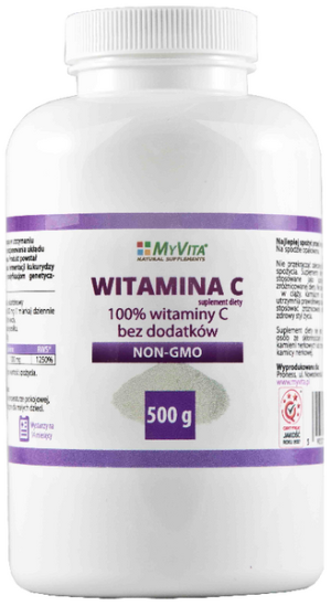MyVita, Witamina C, kwas L-askorbinowy, Proszek, 500 g