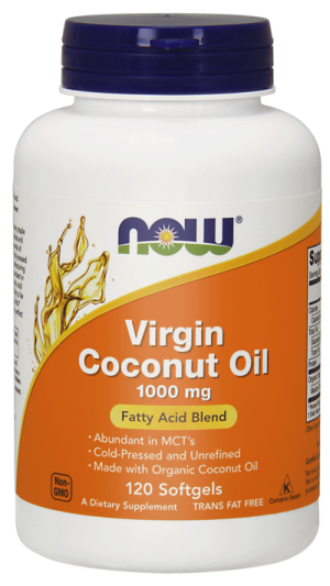 Coconut Oil Virgin (Olej z kokosa) 1000mg 120 kaps. Now foods