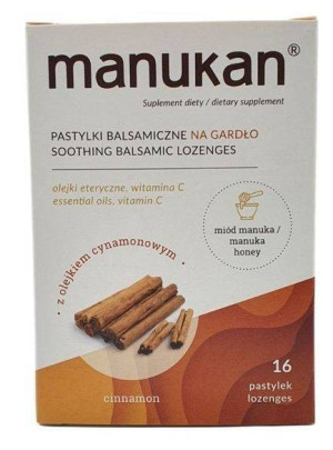 Manukan Pastylki Balsamiczne na Gardło Cynamonowe 16 past.