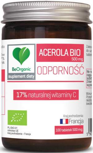 Acerola BIO 17% witaminy C, 500mg x 100 tabletek BeOrganic