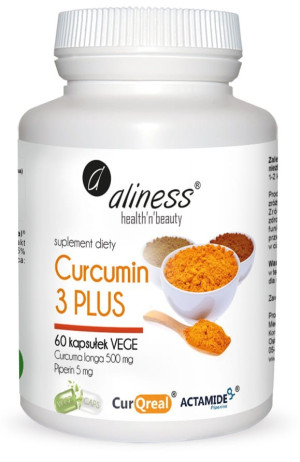 Curcumin ( Kurkumina ) 3 PLUS Curcuma longa 500 mg Piperin 5 mg 60 kaps. Aliness