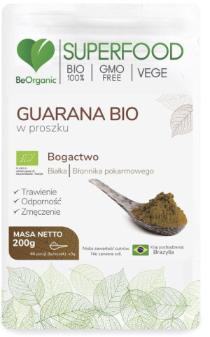 Guarana Bio w proszku 200g BeOrganic