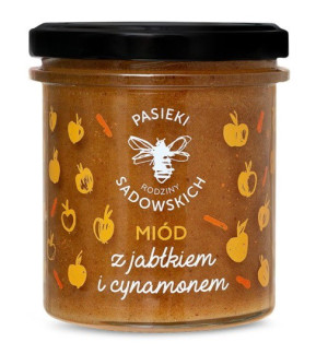 Miód z jabłkiem i cynamonem - 430 g Pasieka Sadowskich