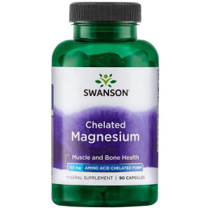 Chelated Magnesium 133 mg , Albion Chelat magnezu, 90 kapsułek Swanson