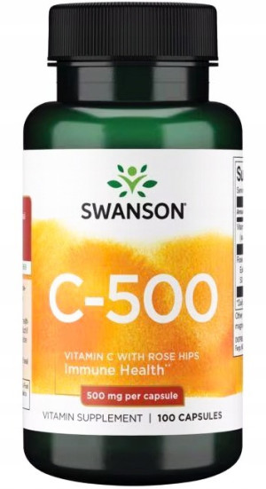 SWANSON WITAMINA C  500mg. z dziką różą 100 KAPS.