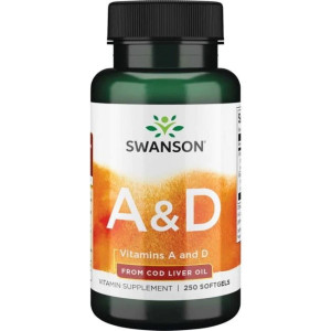 SWANSON Witamina A+D, 250 kapsułek