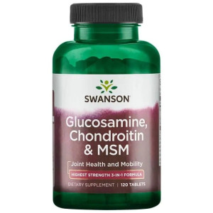SWANSON Glucosamine Chondroitin MSM,250/200/150mg, 120 tabl. (Glukozamina)