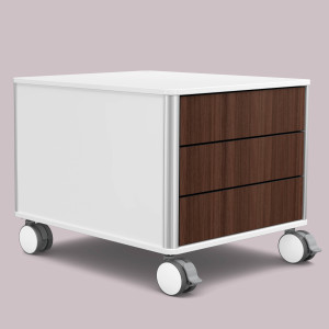 C6 (Schubladendekor: Nussbaum, Aluprofil Farbe: Schwarz, Dekor: Weiß)