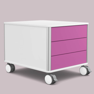 C6 (Schubladendekor: Pink, Aluprofil Farbe: Silber, Dekor: Mattweiß)