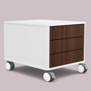 C6 (Schubladendekor: Nussbaum, Aluprofil Farbe: Weiß, Dekor: Mattweiß)