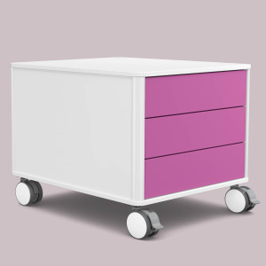 C6 (Schubladendekor: Pink, Aluprofil Farbe: Weiß, Dekor: Mattweiß)