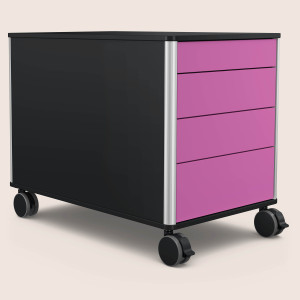 C8 (Dekor: Schwarz, Aluprofil Farbe: Silber, Schubladendekor: Pink)