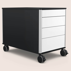 C8 (Dekor: Schwarz, Aluprofil Farbe: Silber, Schubladendekor: Weiß)