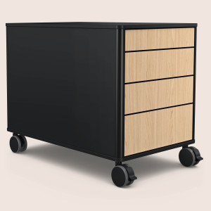 C8 (Dekor: Schwarz, Aluprofil Farbe: Schwarz, Schubladendekor: Eiche)