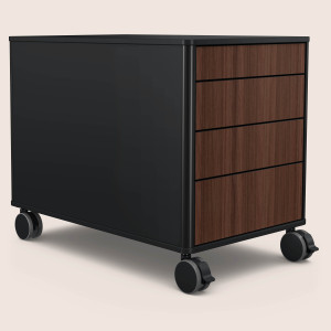 C8 (Dekor: Schwarz, Aluprofil Farbe: Schwarz, Schubladendekor: Nussbaum)