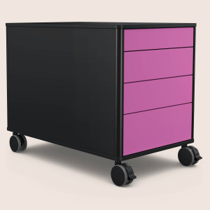 C8 (Dekor: Schwarz, Aluprofil Farbe: Schwarz, Schubladendekor: Pink)