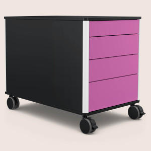 C8 (Dekor: Schwarz, Aluprofil Farbe: Weiß, Schubladendekor: Pink)