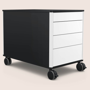 C8 (Dekor: Schwarz, Aluprofil Farbe: Weiß, Schubladendekor: Weiß)