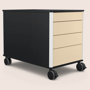 C8 (Dekor: Schwarz, Aluprofil Farbe: Weiß, Schubladendekor: Beige)