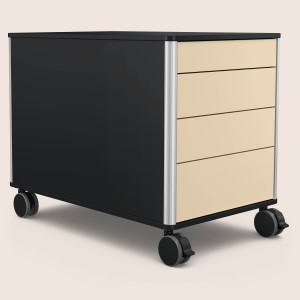 C8 (Dekor: Schwarz, Aluprofil Farbe: Silber, Schubladendekor: Beige)