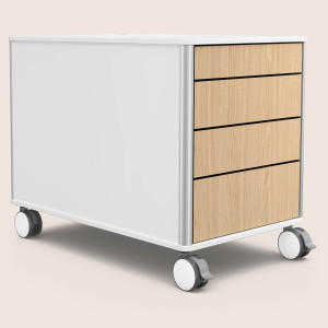 C8 (Dekor: Weiß, Aluprofil Farbe: Silber, Schubladendekor: Eiche)